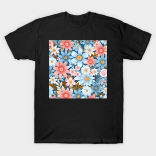 Floral Symphony: Graceful Blossoms in Dynamic Hues T-Shirt